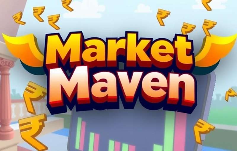 Market Maven game logo with Indian rupee symbols and stock charts